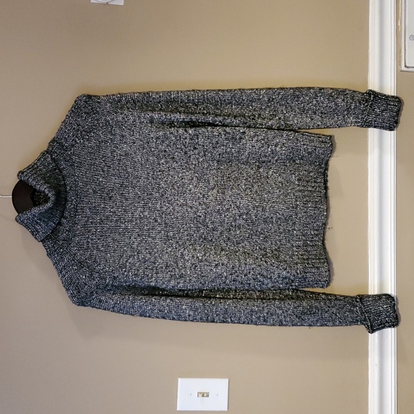 Anthropologie Coretta Metallic Shine Turtleneck Sweater in Black Shimmer Size XS - Picture 2 of 8